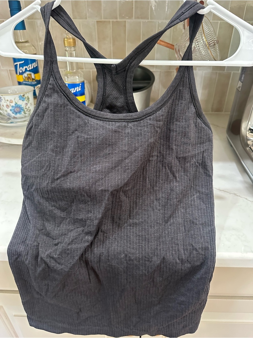 lululemon athletica Charcoal Ribbed Racerback Muscle Tee